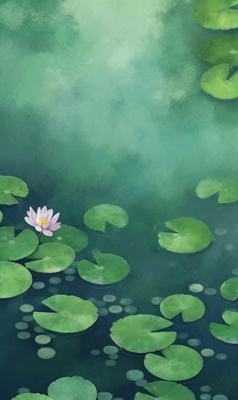 二十四节气夏至夏季云雾缭绕荷花荷叶开花绿色插画,插画/手绘图,插画/手绘图库,插画/手绘图下载,插画/手绘